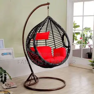 Black Teardrop Rattan Hanging Swing Chair