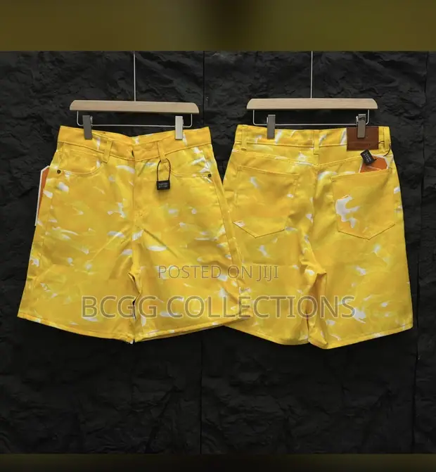 Designer Brushstroke Camo Denim Shorts - 1