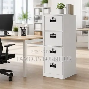 Boss Office Products White 4-Drawer Metal Filing Cabinet