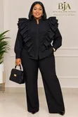 Cotton Shirt with Ruffles and Puff Sleeves - 2