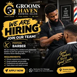 Grooms Haven Salon: Skilled Professional Barber Wanted