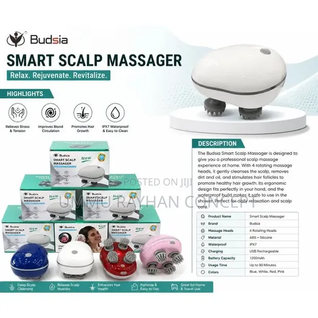 Scalp Massager - 4 Rotating Heads, Waterproof - 1