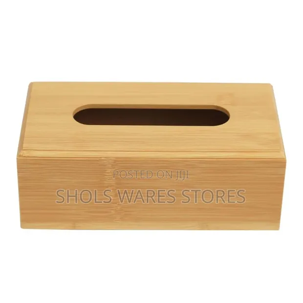 Premium Bamboo Rectangular Tissue Box Cover Holder - 1