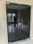 Black 10mm Tempered Frameless Ante Room Glass Door - 1