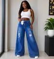 Ombré Bow Accent Wide-Leg Jeans - 3