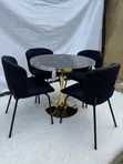 Modern 5-Piece Round Dining Set - White Faux-Marble Top - 2
