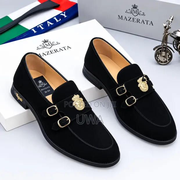 Mazerata Italian Style Men's Suede Monk Strap Loafers - 1