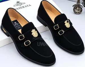 Mazerata Italian Style Men's Suede Monk Strap Loafers