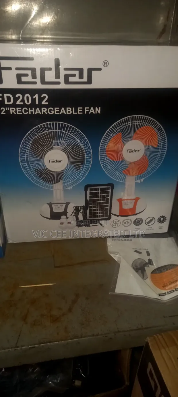 Fadar Rechargeable Table Fan with Solar Panel - 1