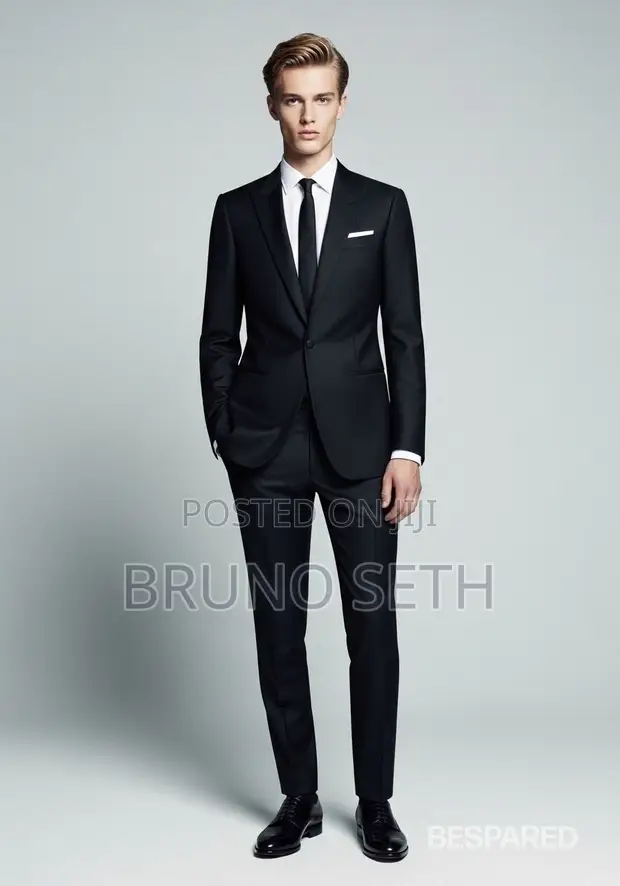 Quality Black Men's Up and Down Suit - 1