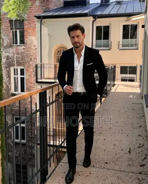 Quality Black Men's Up and Down Suit
