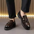 Men's Brown Leather Loafers - Crocodile Embossed - 2