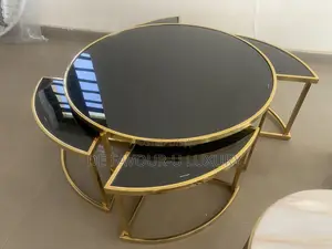 Center Table with 4 Side Stools - Iron Gold Legs