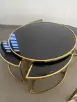Center Table with 4 Side Stools - Iron Gold Legs - 2
