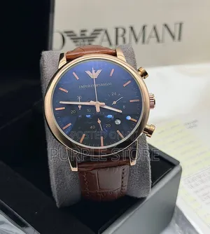 Emporio Armani Chronograph Leather Watch for Men