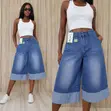 Distressed Asymmetrical Denim Jorts - 5