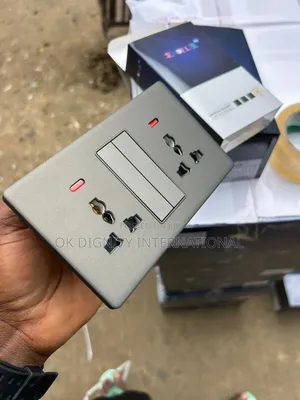 Luxury Gray Double Universal Wall Socket with LED - 13A