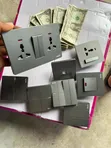 Luxury Gray Double Universal Wall Socket with LED - 13A - 2