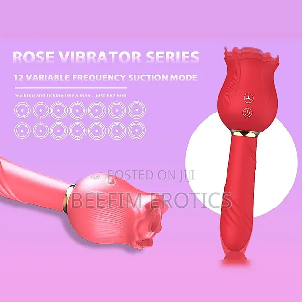 King Rose Tongue Licking Telescopic Vibrator G-Spot Dildo - 1
