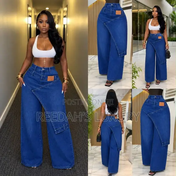 Asymmetric Boyfriend Wrap Jean - Blue - 1