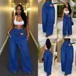 Asymmetric Boyfriend Wrap Jean - Blue - 1