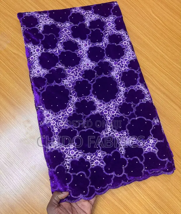 Swiss Velvet Lace Fabric - Wine - 1