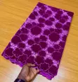 Swiss Velvet Lace Fabric - Wine - 3