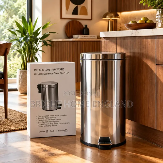 30 Liters Stainless Steel Dust Bin - Brand New - 1