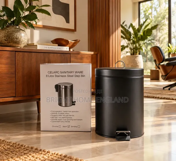 8 Liters Black Dust Bin - 1