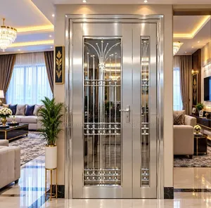 Imported Stainless Steel Security Door - 7ft x 4ft with Frosted Glass