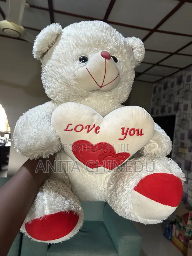 Ultra-Soft White Teddy Bear with "Love You" Heart Pillow - 1