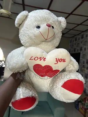 Ultra-Soft White Teddy Bear with "Love You" Heart Pillow