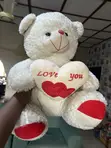 Ultra-Soft White Teddy Bear with "Love You" Heart Pillow - 1