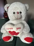Ultra-Soft White Teddy Bear with "Love You" Heart Pillow - 3