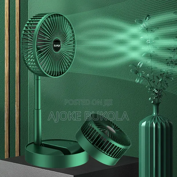 Mini Rechargeable Folding Fan - Green - 1