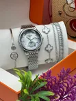 Ladies Fashion Jewelry Set - Silver & Green - 4