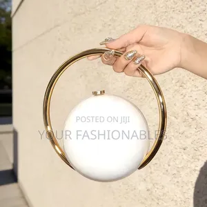 White Ball Acrylic Clutch Party Purse