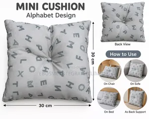 Mini Alphabet Decorative Cushion 30x30cm - Grey