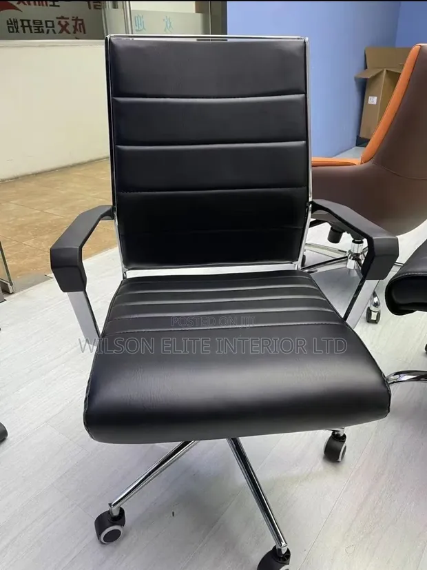 Executive Black Leather Office Chair - Premium Swivel Adjustable - 1