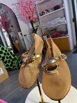 Zara Brown Flat Sandals with Gold Design - 1