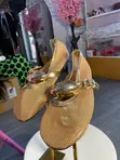 Zara Brown Flat Sandals with Gold Design - 4