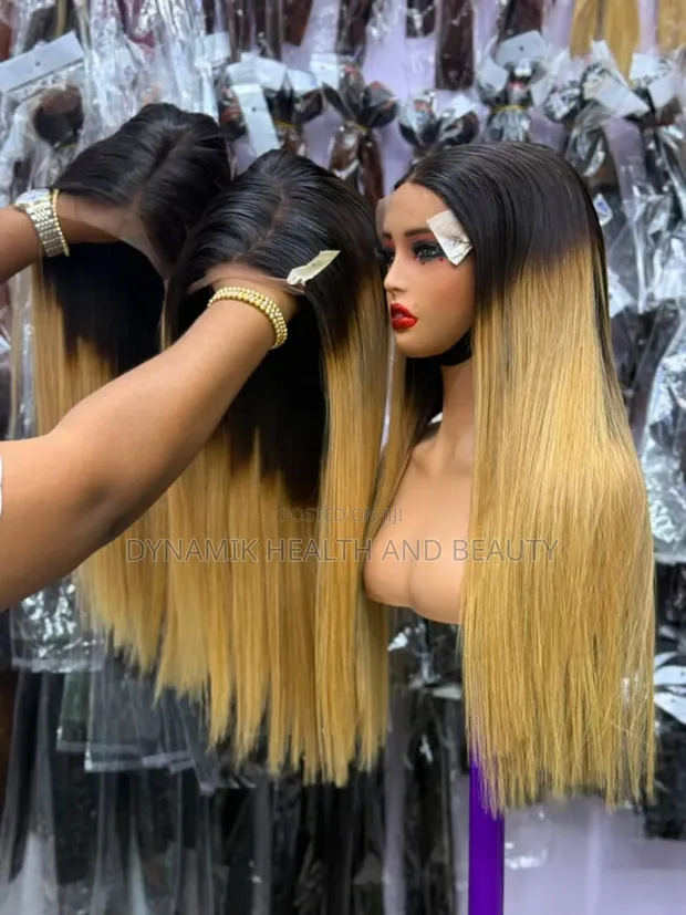 Black and Gold Virgin Human Hair Wig - 1