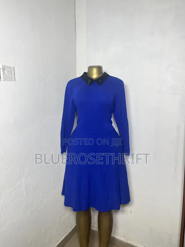 Gown na Thrift Mai Kyau - Shuɗi Knit & Silky Dress - 1
