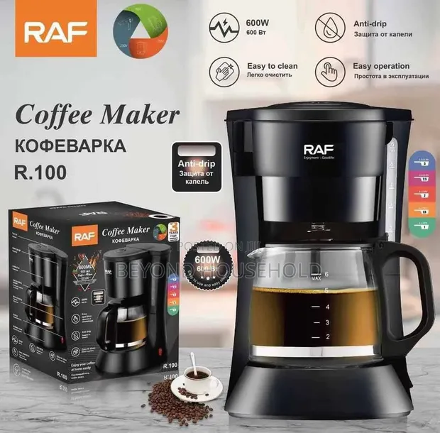 Raf 600W Electric Coffee Maker - 600ml Glass Carafe - 1