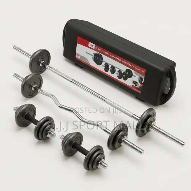 55KG Adjustable Chrome Dumbbell Set with Storage Box - 1