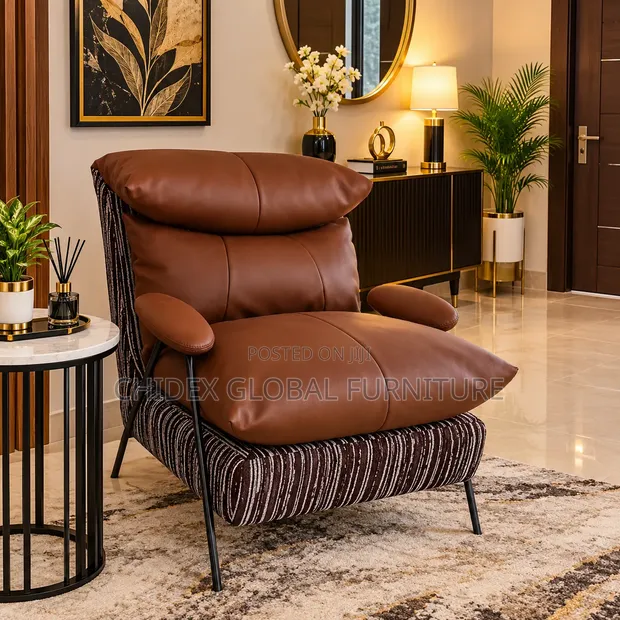 Accent Leather Chair - Brand New - 1