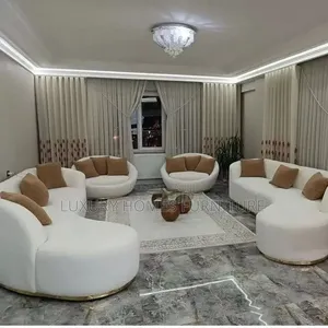 Luxury 7-Seater C-Shape Sofa Set with Stools