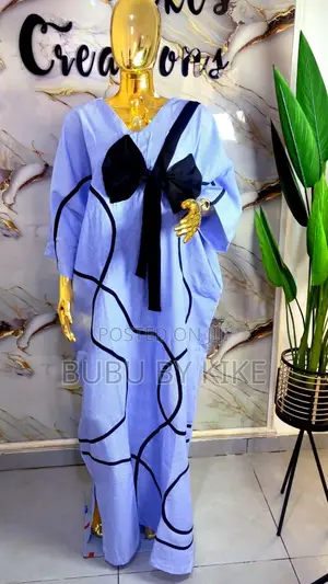 Stripe Linen Bubu Bow Dress