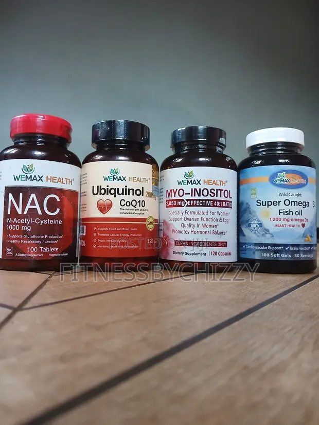 Ubiquinol CoQ10 + NAC + Myo Inositol + Omega 3 Fish Oil - 1