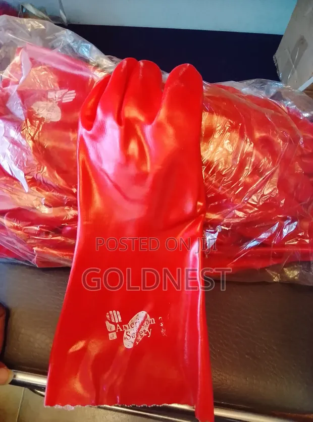 American Safety Red PVC Chemical-Resistant Work Gloves - 1